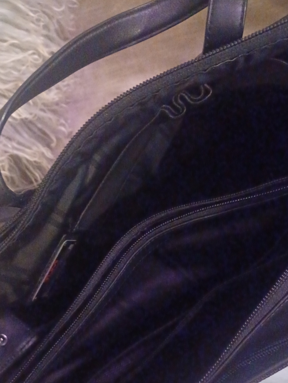 TUMI Black Leather Hard Nylon Canvas Crossbody Top Carry Travel Bag Xl - Picture 12 of 12